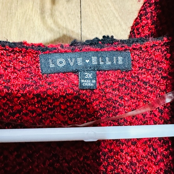 Love Ellie Dailey Hooded Cardigan. 3X. Red and Black. - Picture 4 of 5